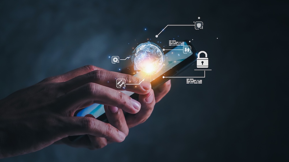Digital security icons representing data protection and CMMC cybersecurity requirements 